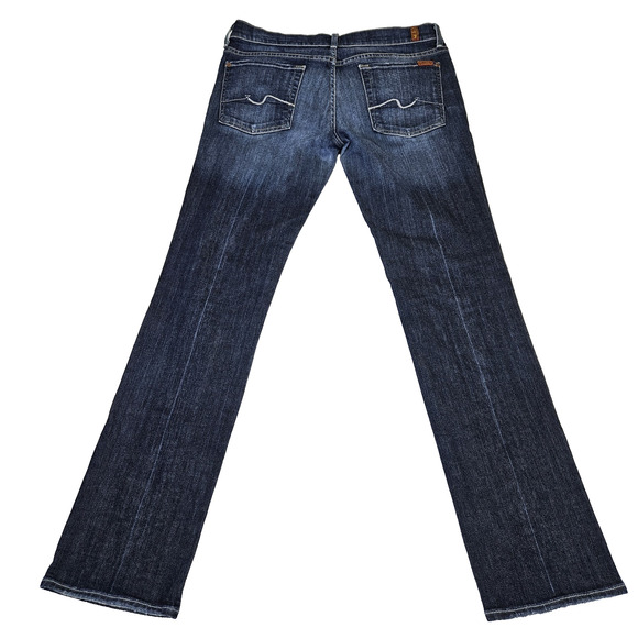 7 For All Mankind Y2K Vintage Womens 32 Jeans Low Rise Straight Leg Blue Denim - Picture 4 of 16